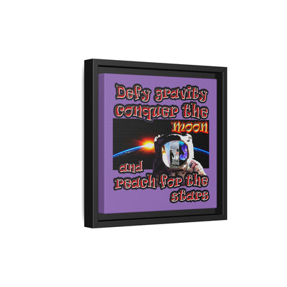 defy conquer reach - framed canvas art (light purple)