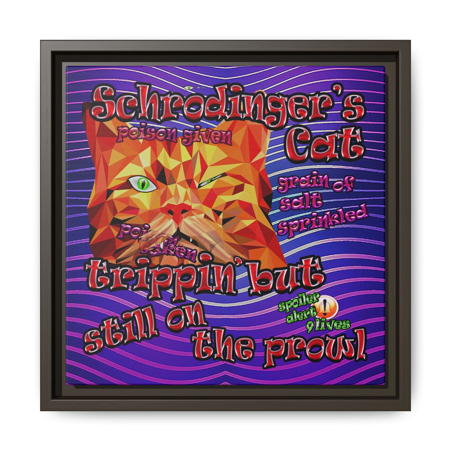 schrodinger's cat - framed canvas art (purple wave)