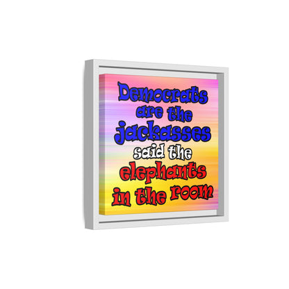donkeys and elephants - framed canvas art (color blur)