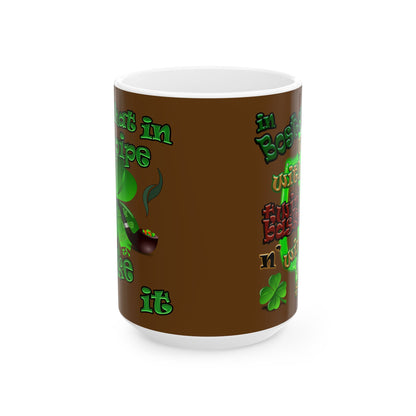 celtics logo - White Mug (brown)
