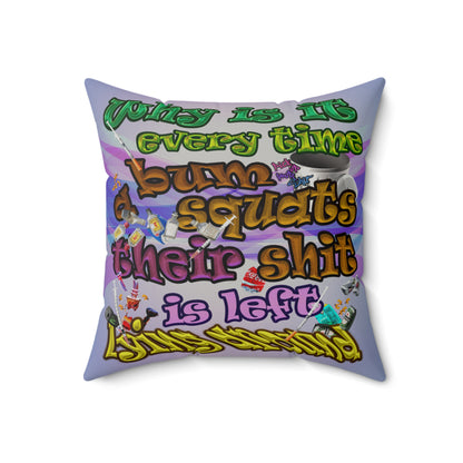the bum's shit - Faux Suede Square Pillow - (light blue-pink wave)