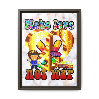 love peace - framed canvas art (white marble)