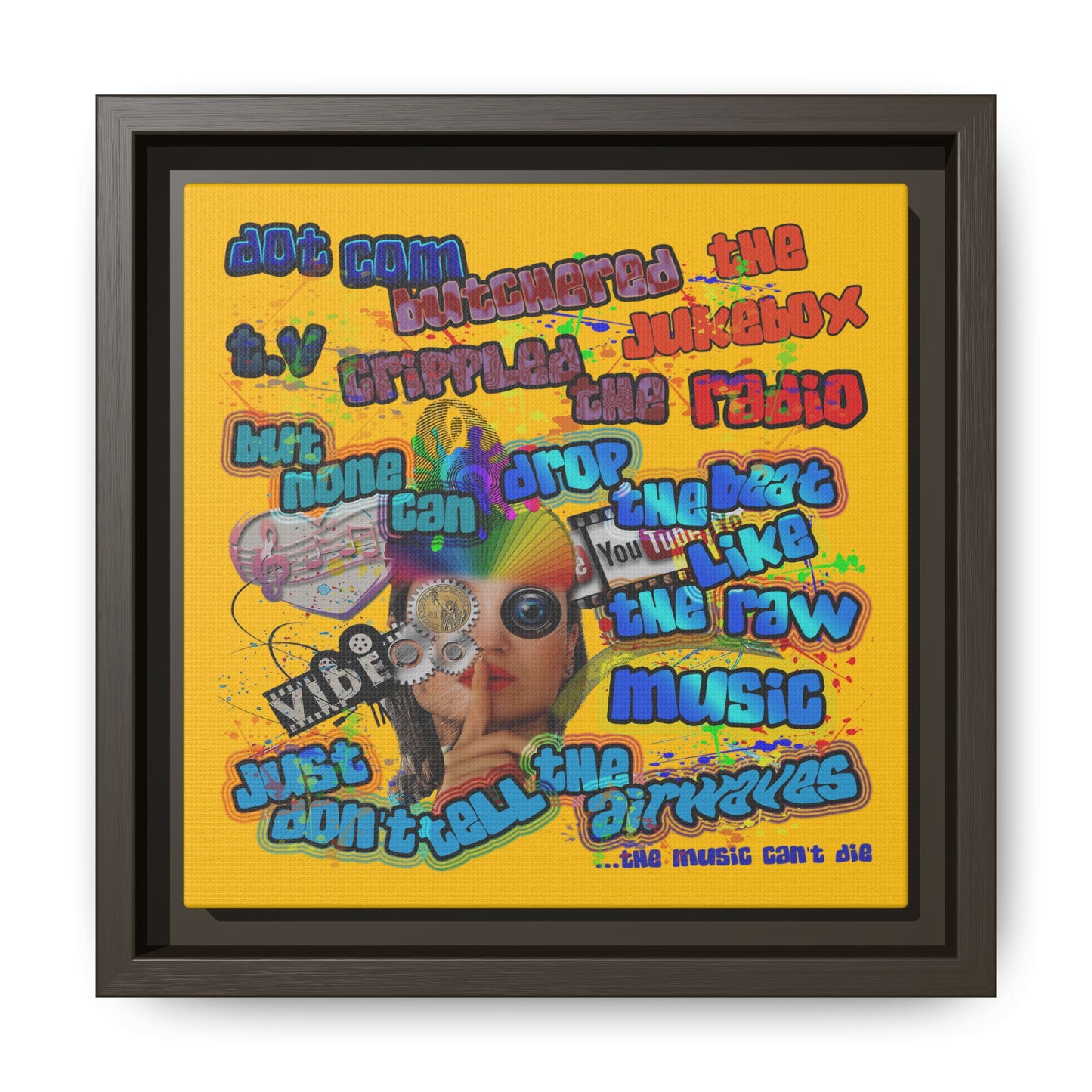 drop the beat - framed canvas art (yellow)
