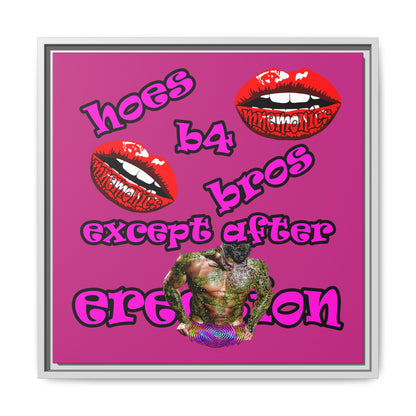 hoes b4 bros - framed canvas art (pink)