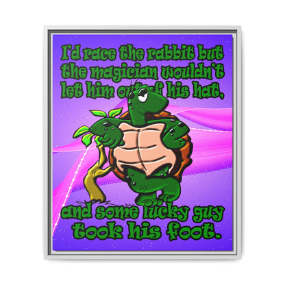 turtle race - framed canvas art (purple-pink wave)