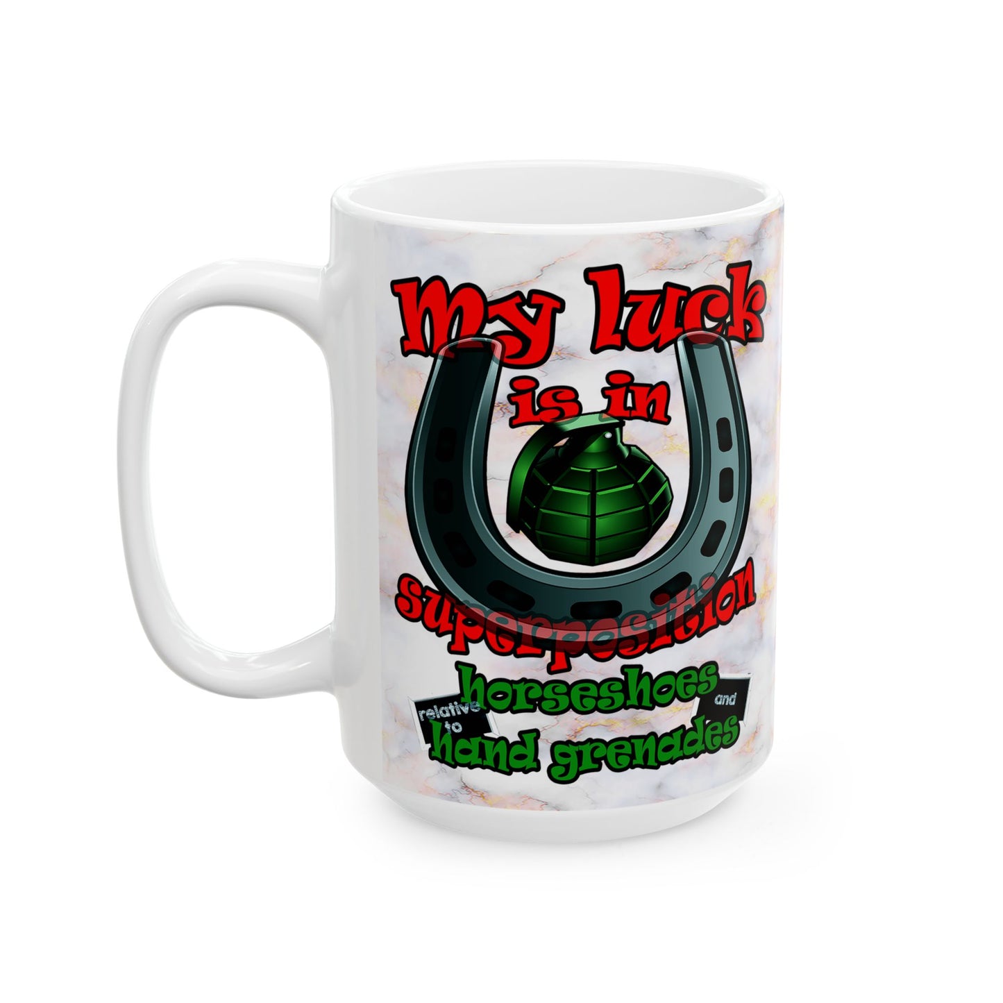 my luck - White Mug (white marble)
