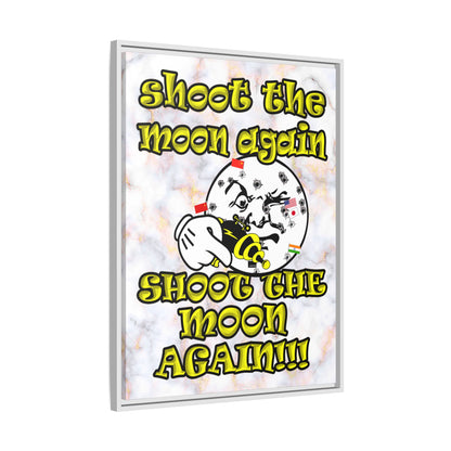 shoot the moon again - framed canvas art (white marble)