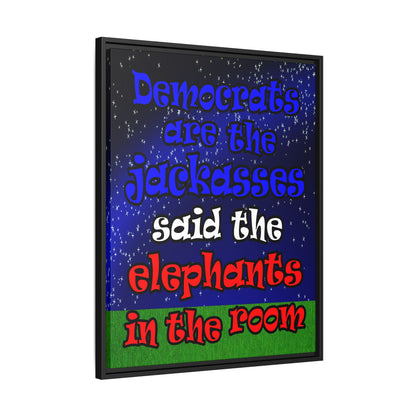 donkeys and elephants - framed canvas art ('snoops' background)