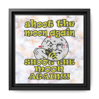 shoot the moon again - framed canvas art (white marble)