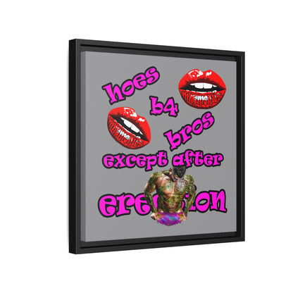 hoes b4 bros - framed canvas art (grey)