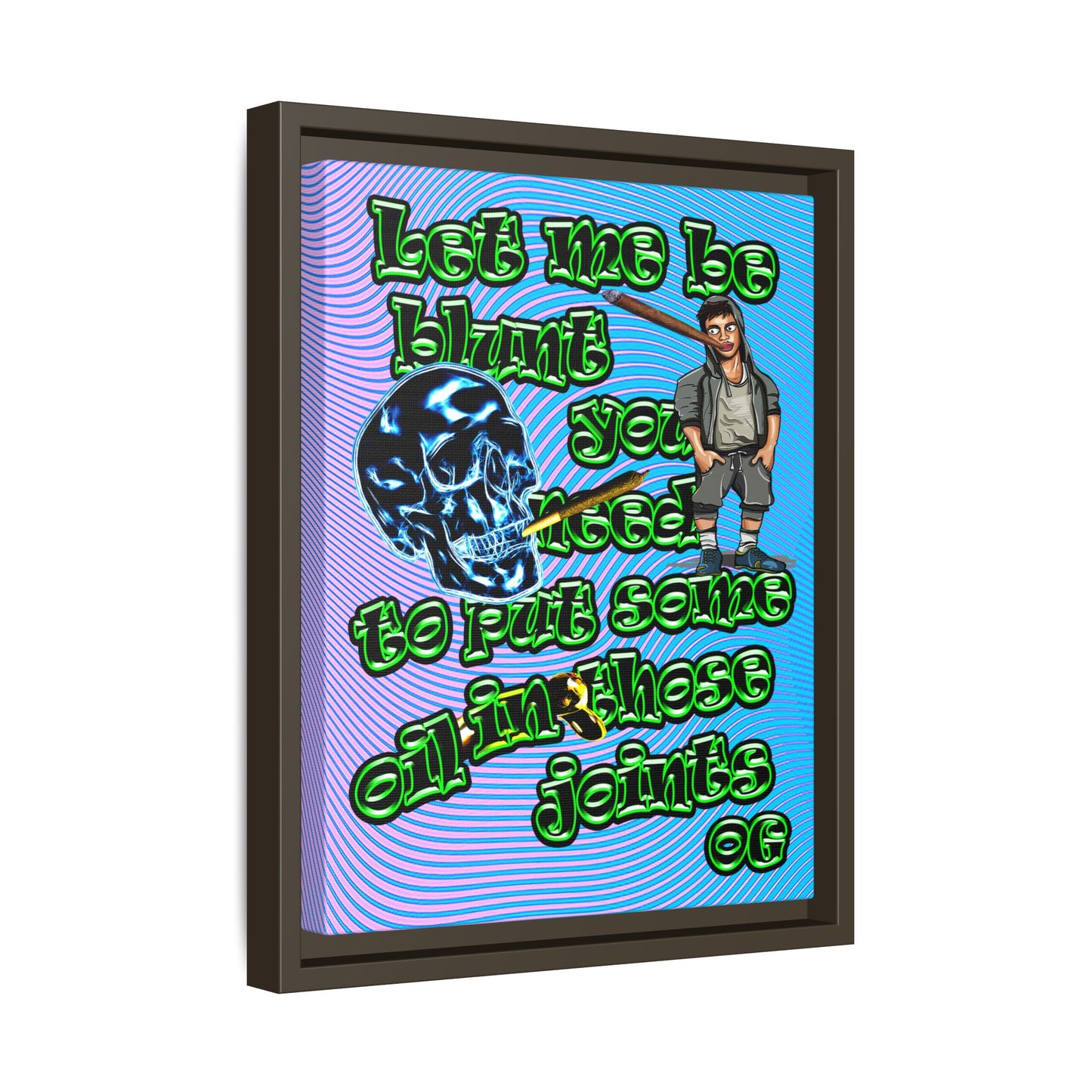 og - framed canvas art (light blue-purple wave)