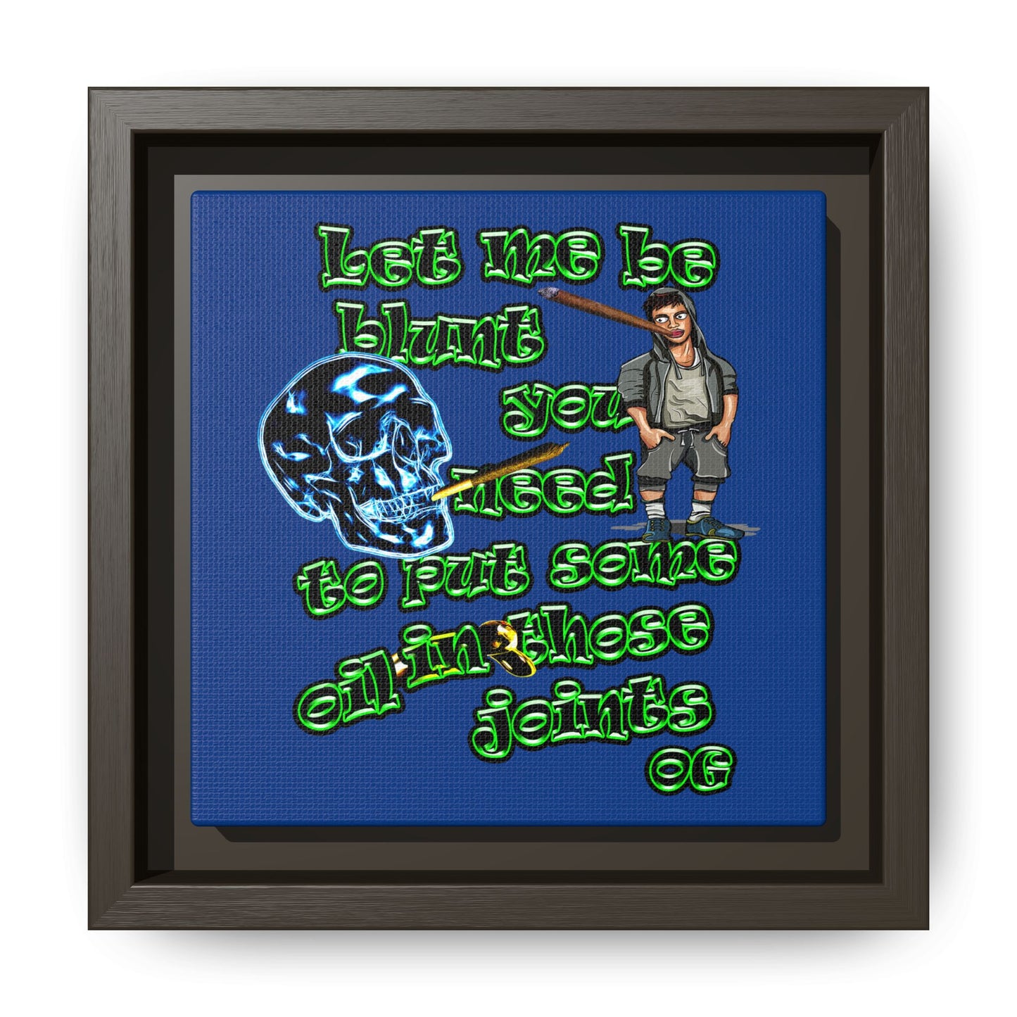 og - framed canvas art (dark blue)