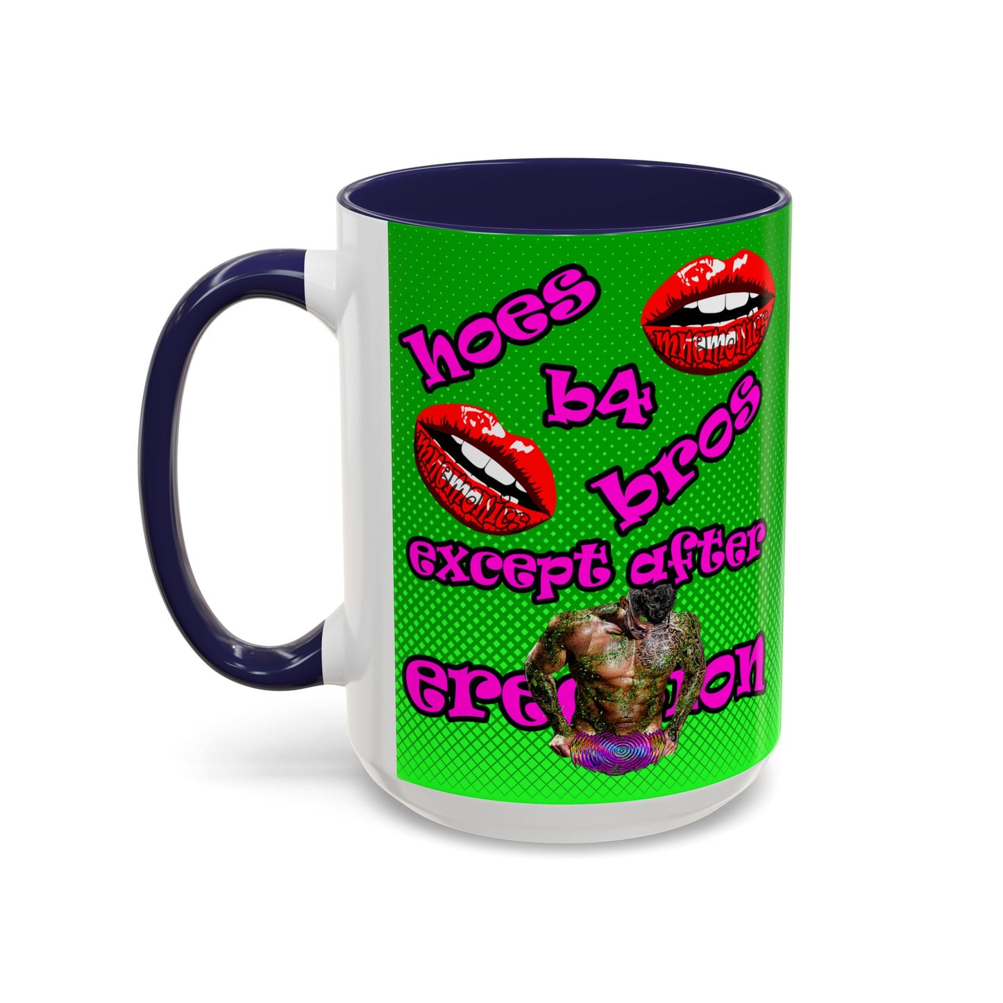 hoes b4 bros - Accent Mug (logo green)