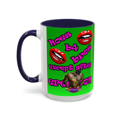 hoes b4 bros - Accent Mug (logo green)
