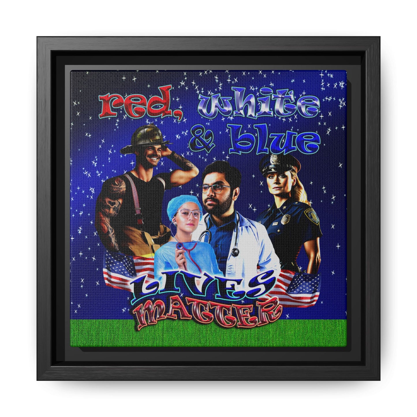 rw&b lives matter - framed canvas art ('snoops' background)