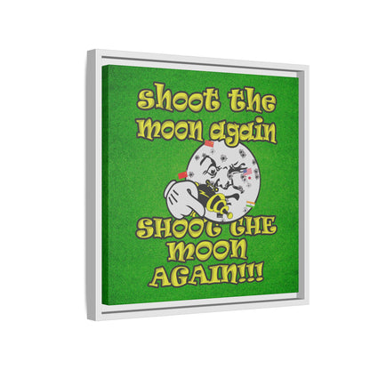 shoot the moon again - framed canvas art (green turf)