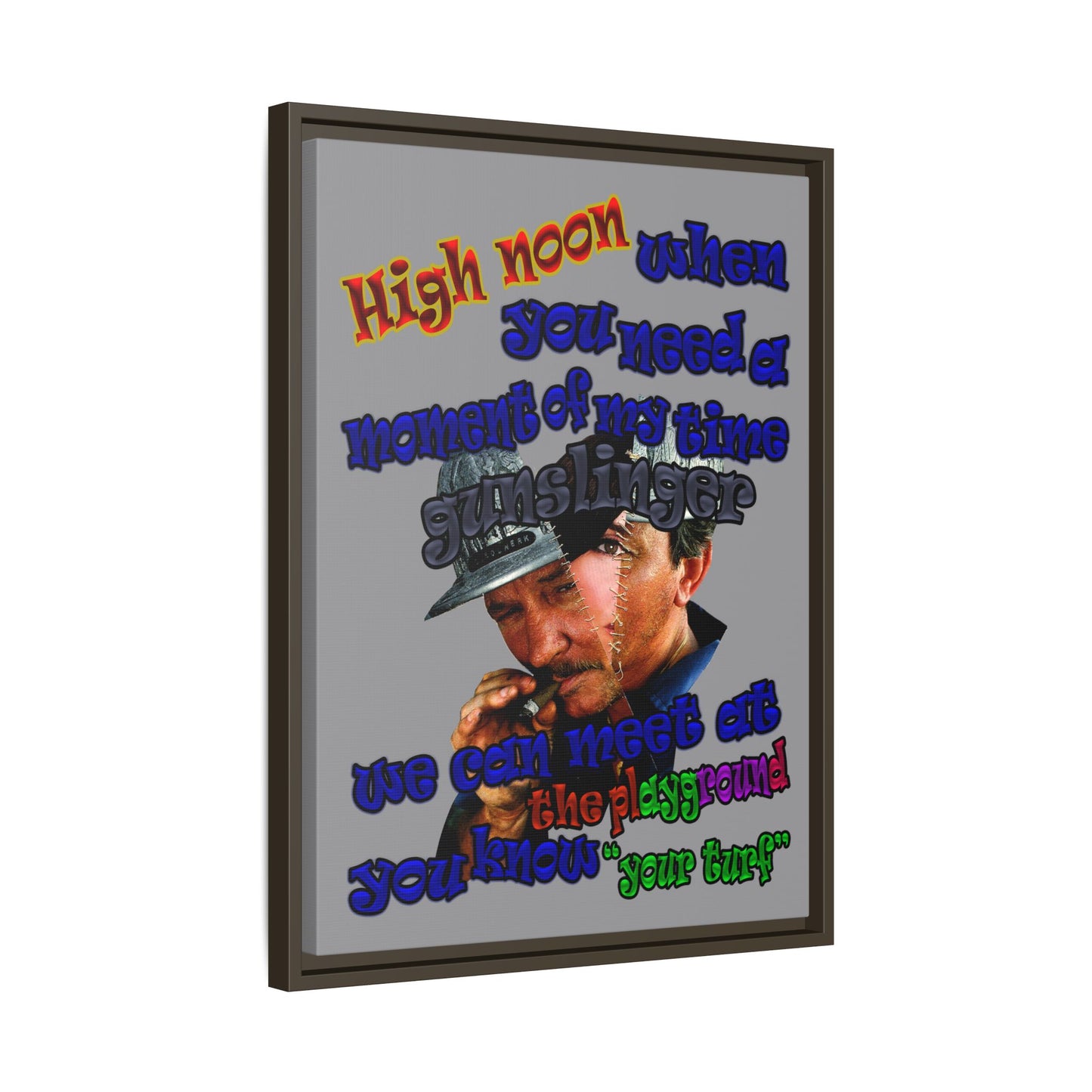 high noon - framed canvas art (grey)