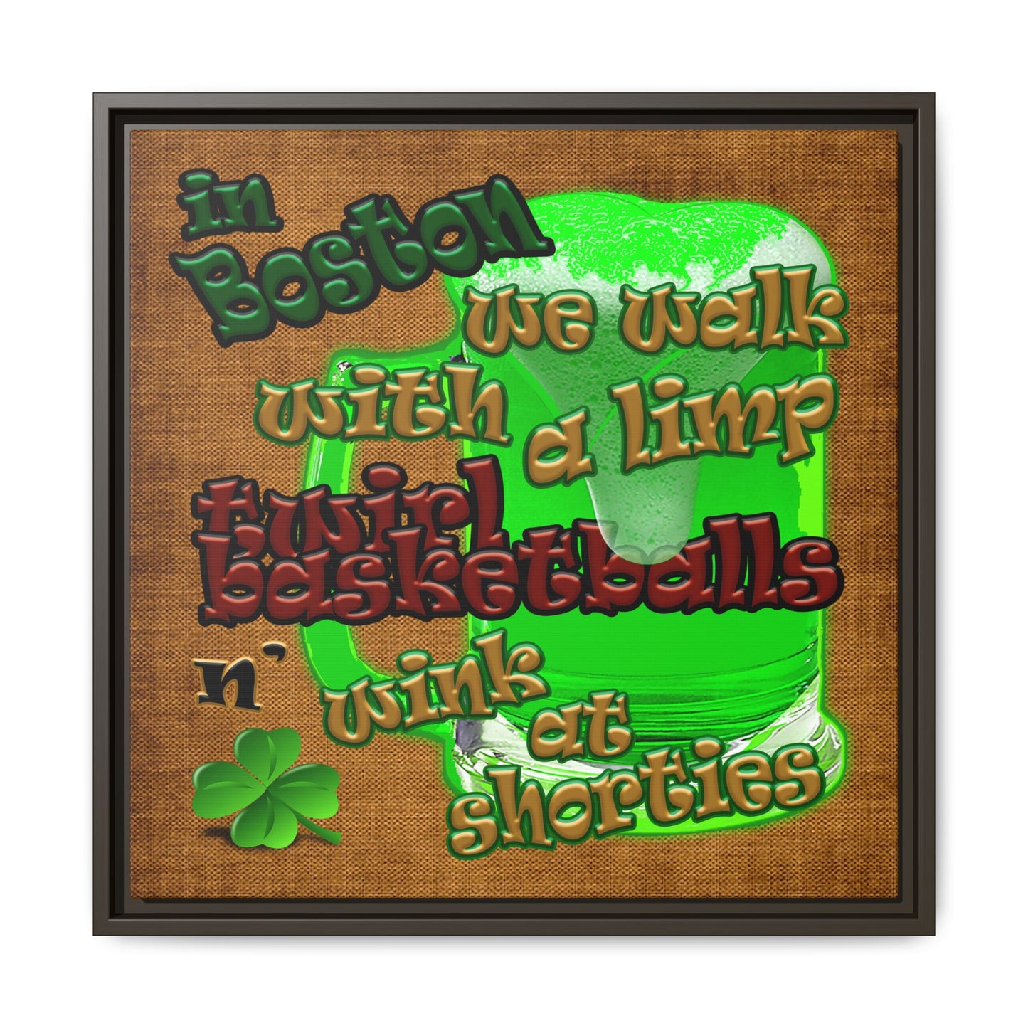 celtics logo - framed canvas art (brown papyrus)