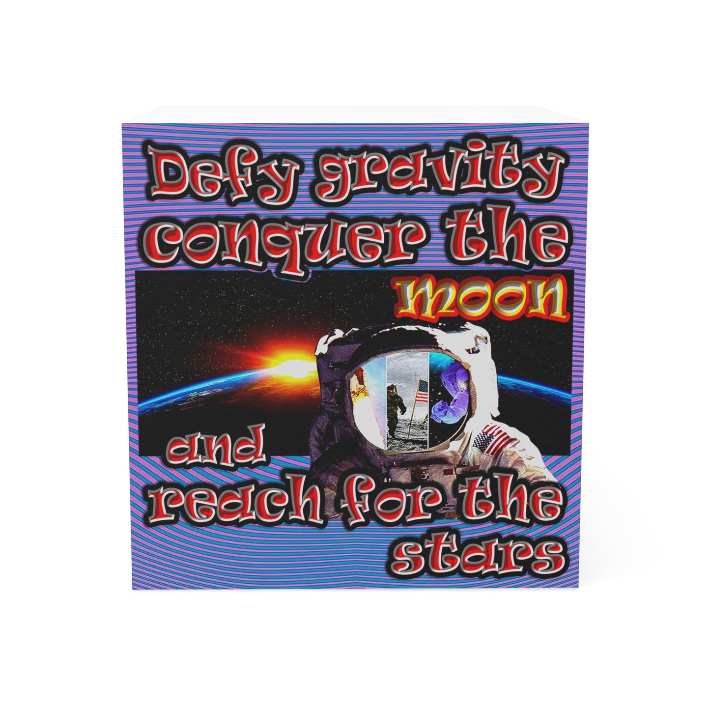 defy conquer reach - note cube (light blue-purple wave)