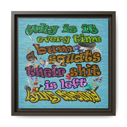 the bum's shit - framed canvas art (faded blue)