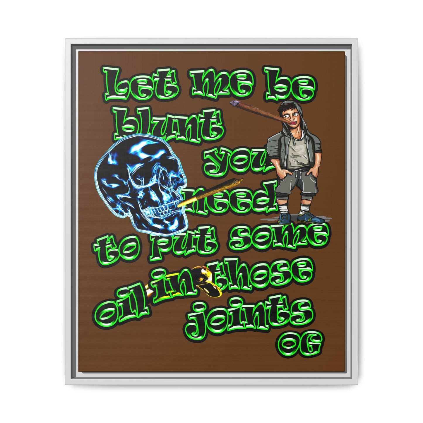 og - framed canvas art (brown)