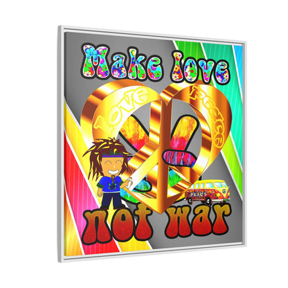 love peace - framed canvas art (rainbow split)