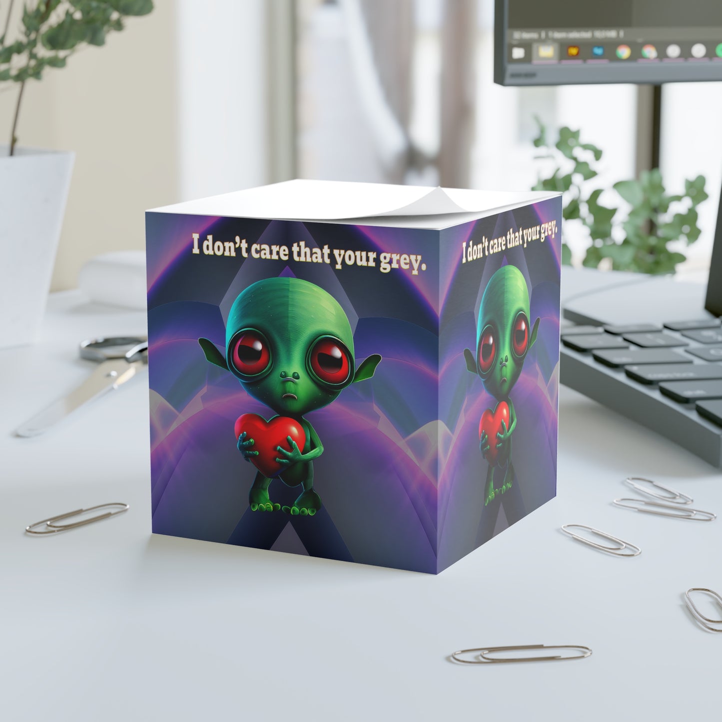 I don't care that your grey - note cube (grey-pink wave)