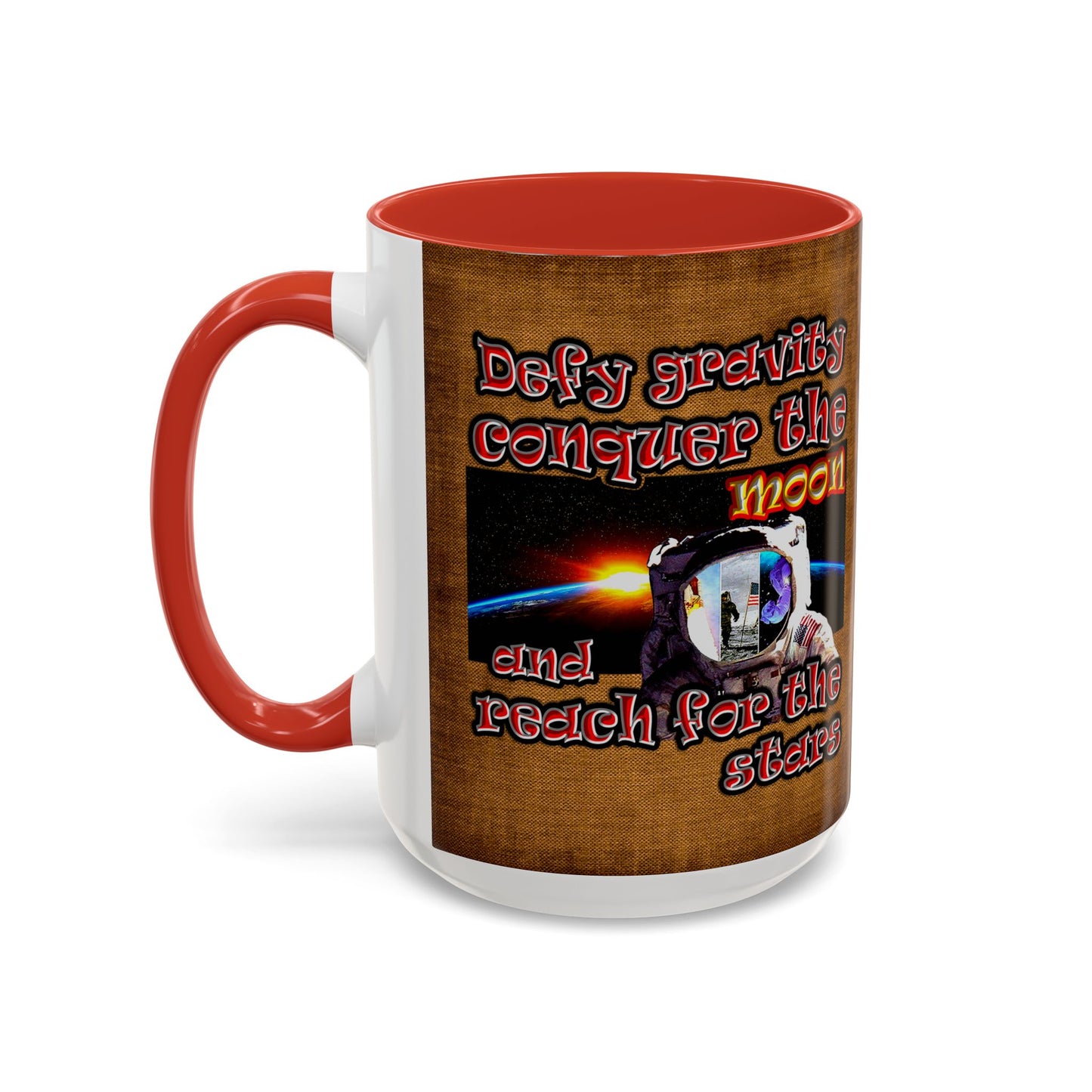 defy conquer reach - Accent Mug (brown papyrus)