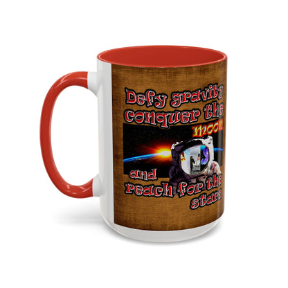 defy conquer reach - Accent Mug (brown papyrus)