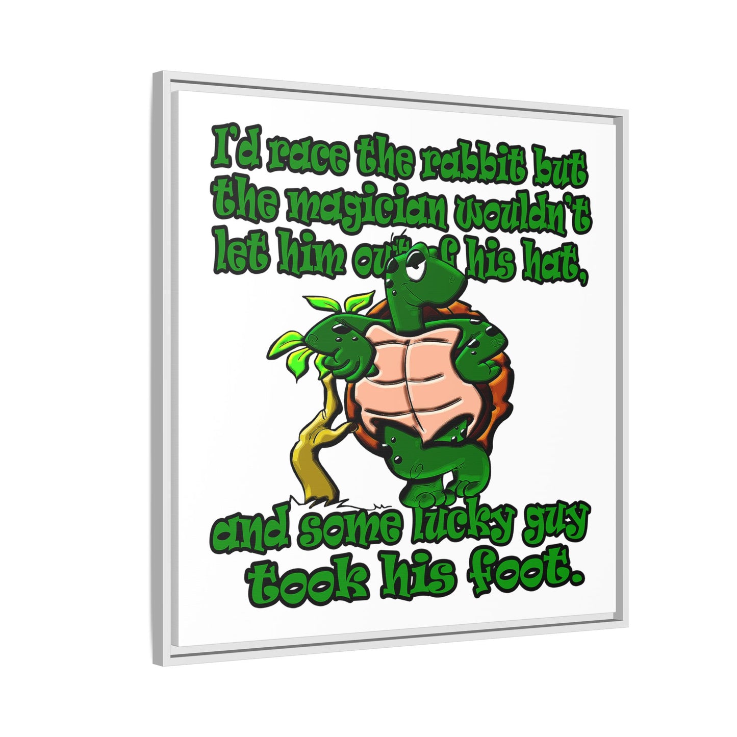 turtle race - framed canvas art (white)