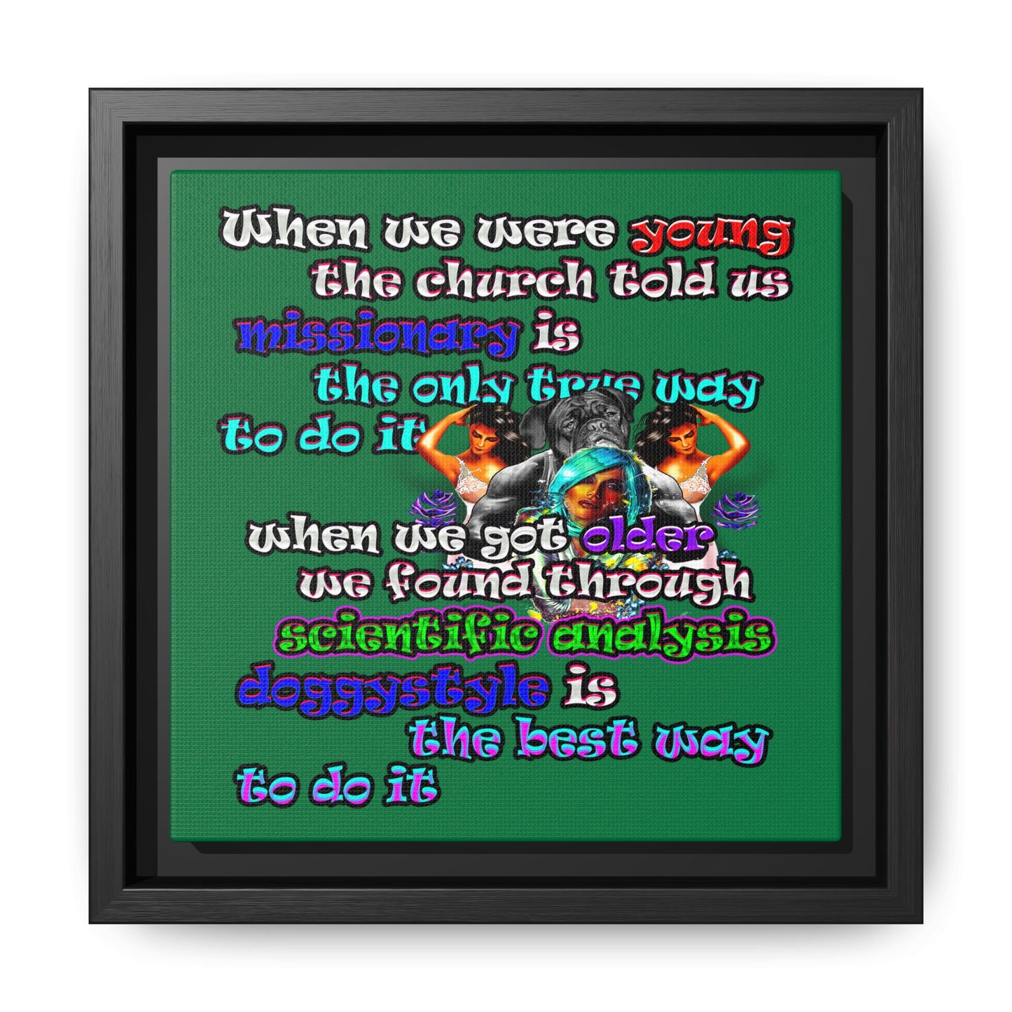 doggystyle - framed canvas art (dark green)