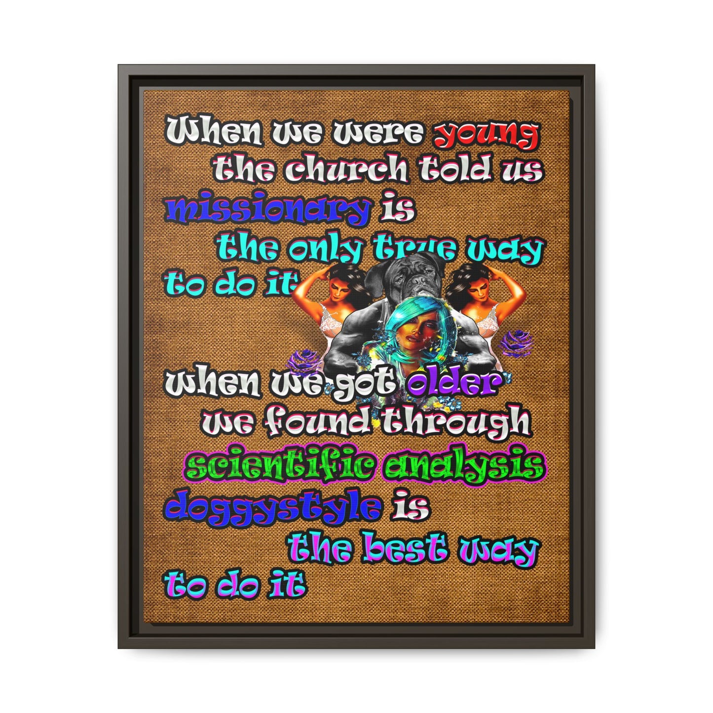 doggystyle - framed canvas art (brown papyrus)