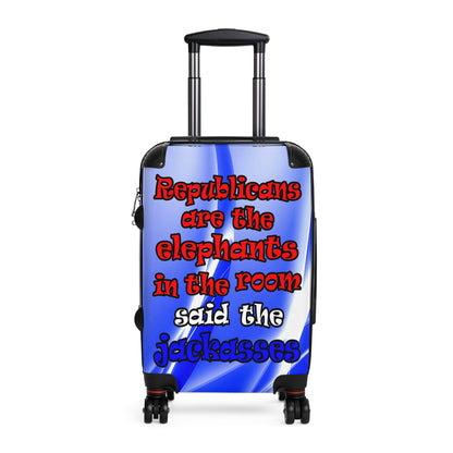 donkeys and elephants - Suitcase (blue-white wave)
