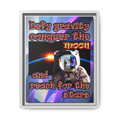 defy conquer reach - framed canvas art (grey-pink wave)