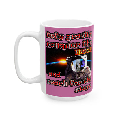 defy conquer reach - White Mug (light pink)