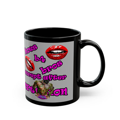hoes b4 bros - Black Mug (light grey)