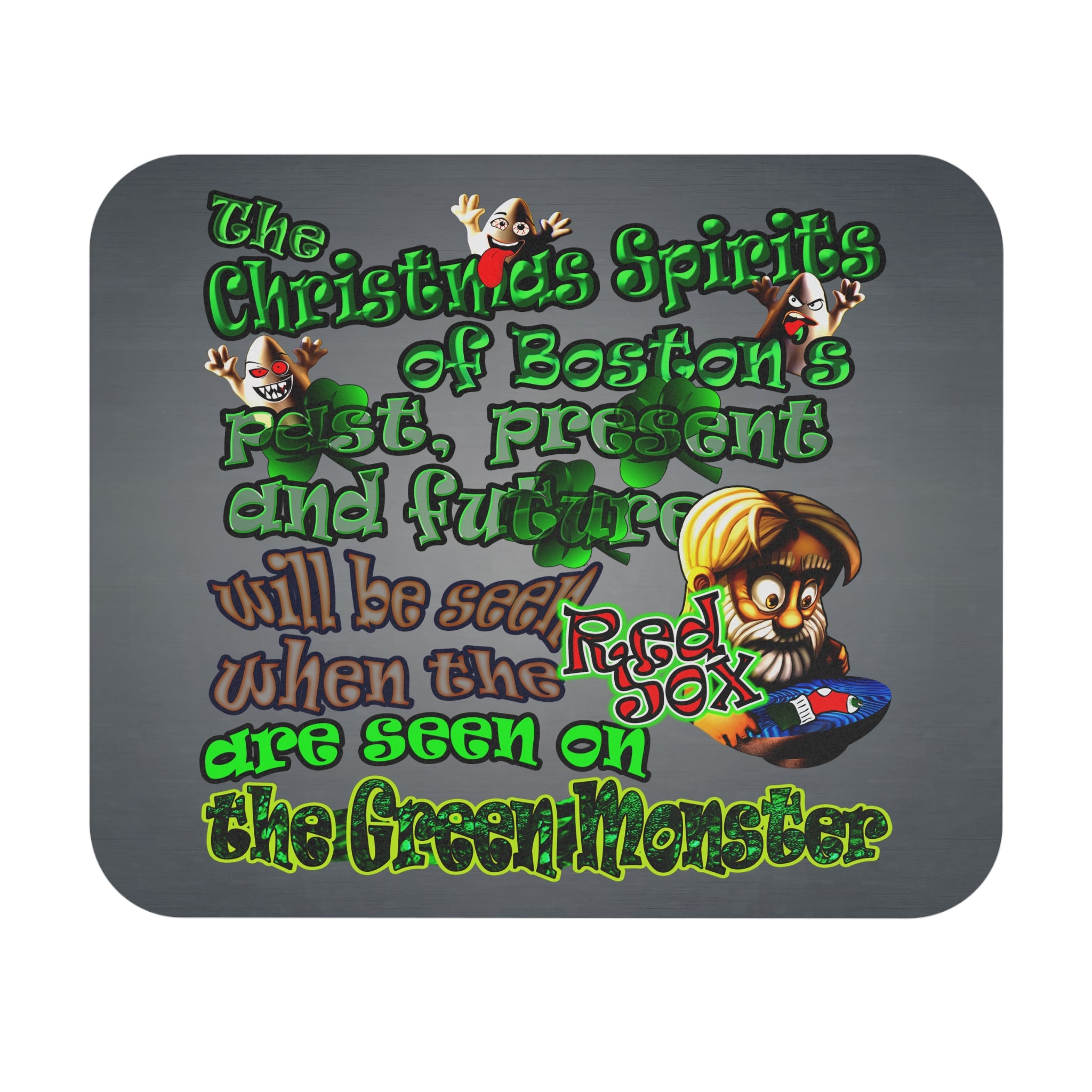 christmas spirits of boston - Mouse Pad (Rectangle) (grey-light grey)