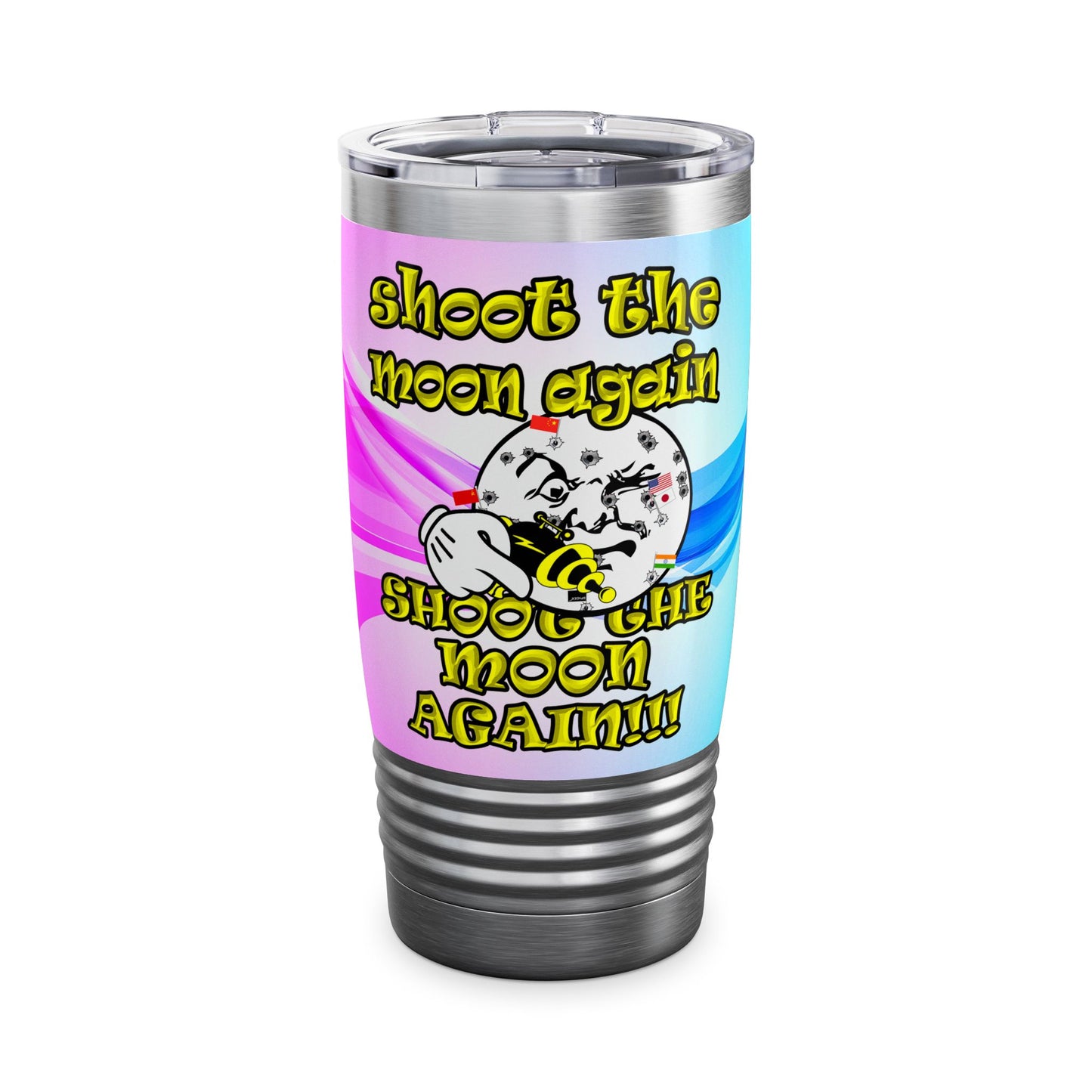 shoot the moon again - Ringneck Tumbler, 20oz (light blue-pink wave)