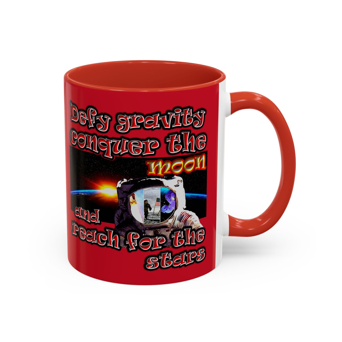 defy conquer reach - Accent Mug (dark red)