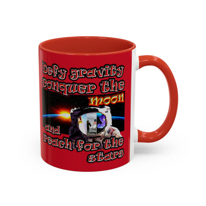 defy conquer reach - Accent Mug (dark red)