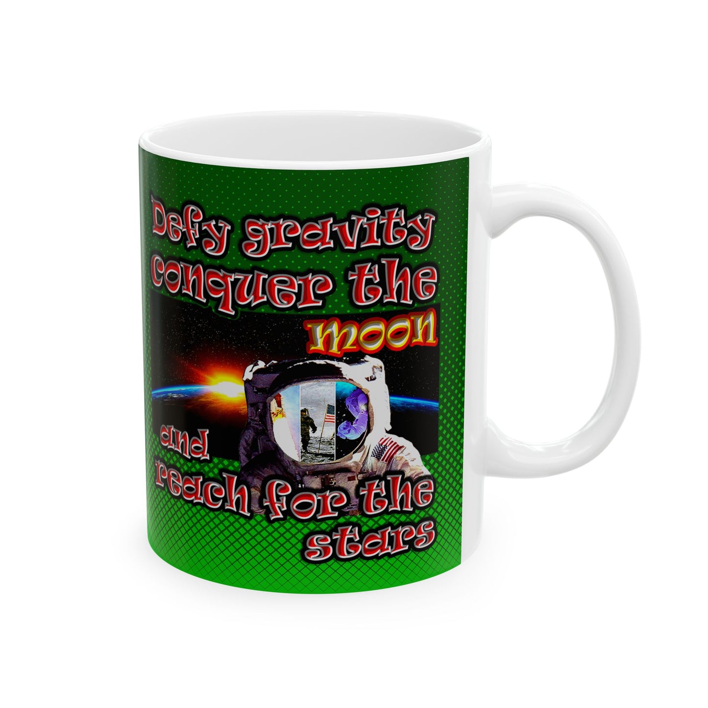 defy conquer reach - White Mug (logo green)
