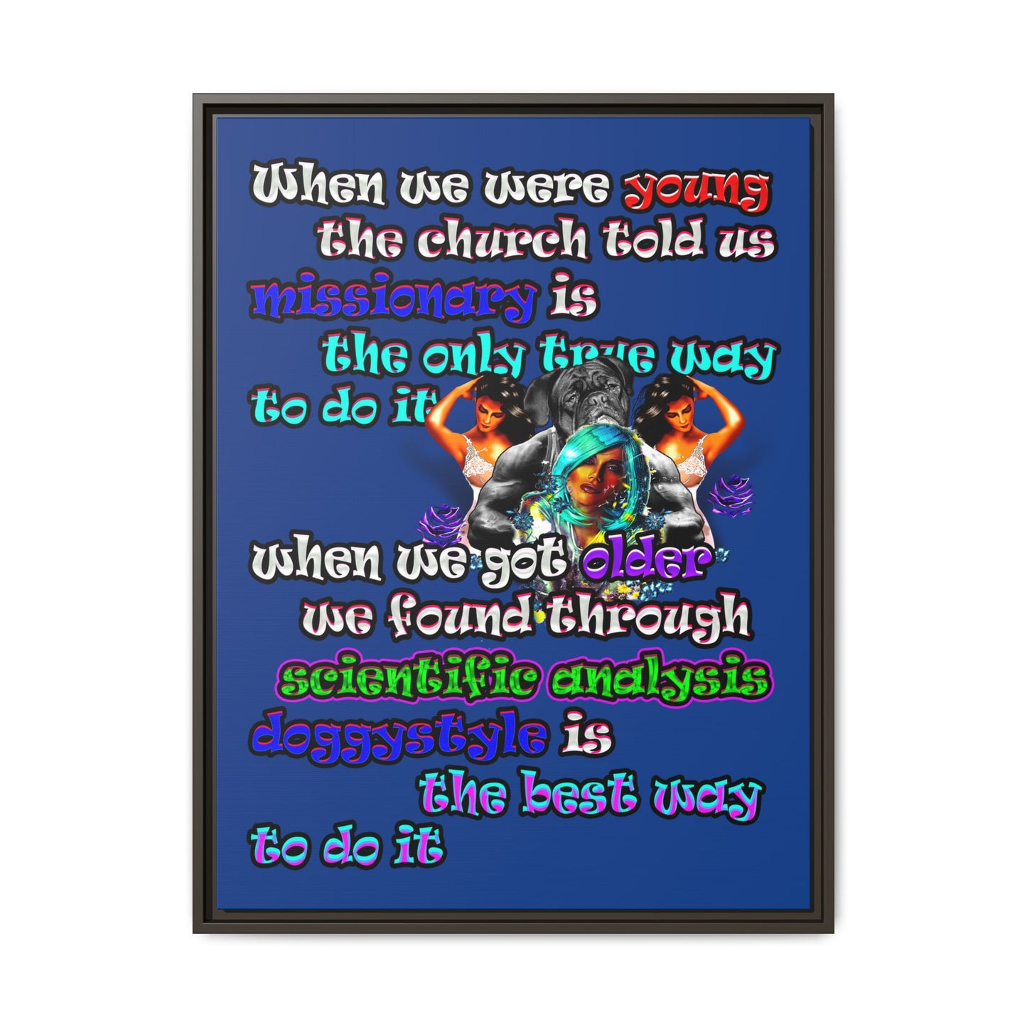 doggystyle - framed canvas art (dark blue)