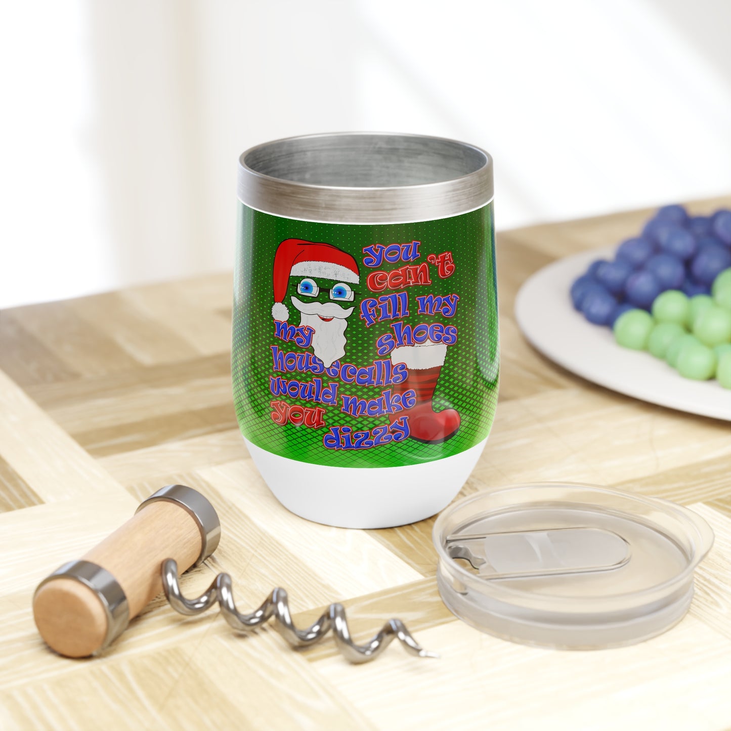 santa's shoes - Chill Wine Tumbler (logo green)