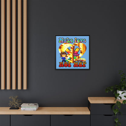 love peace - framed canvas art (light blue)