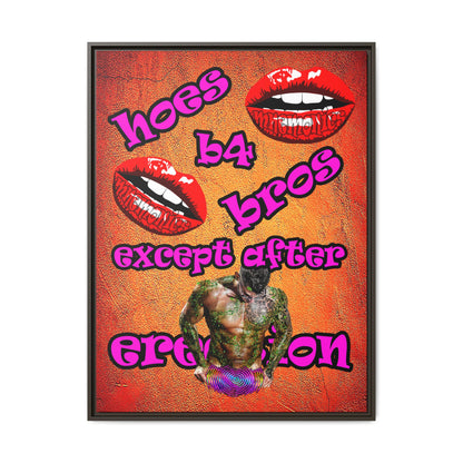 hoes b4 bros - framed canvas art (burnt orange)