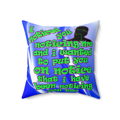 noticed you noticing - Spun Polyester Square Pillow - (blue-white wave)