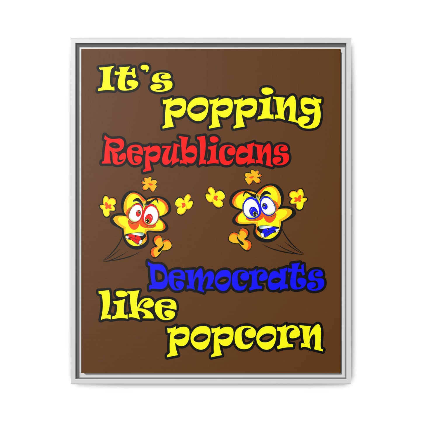 popping like popcorn - framed canvas art (brown)