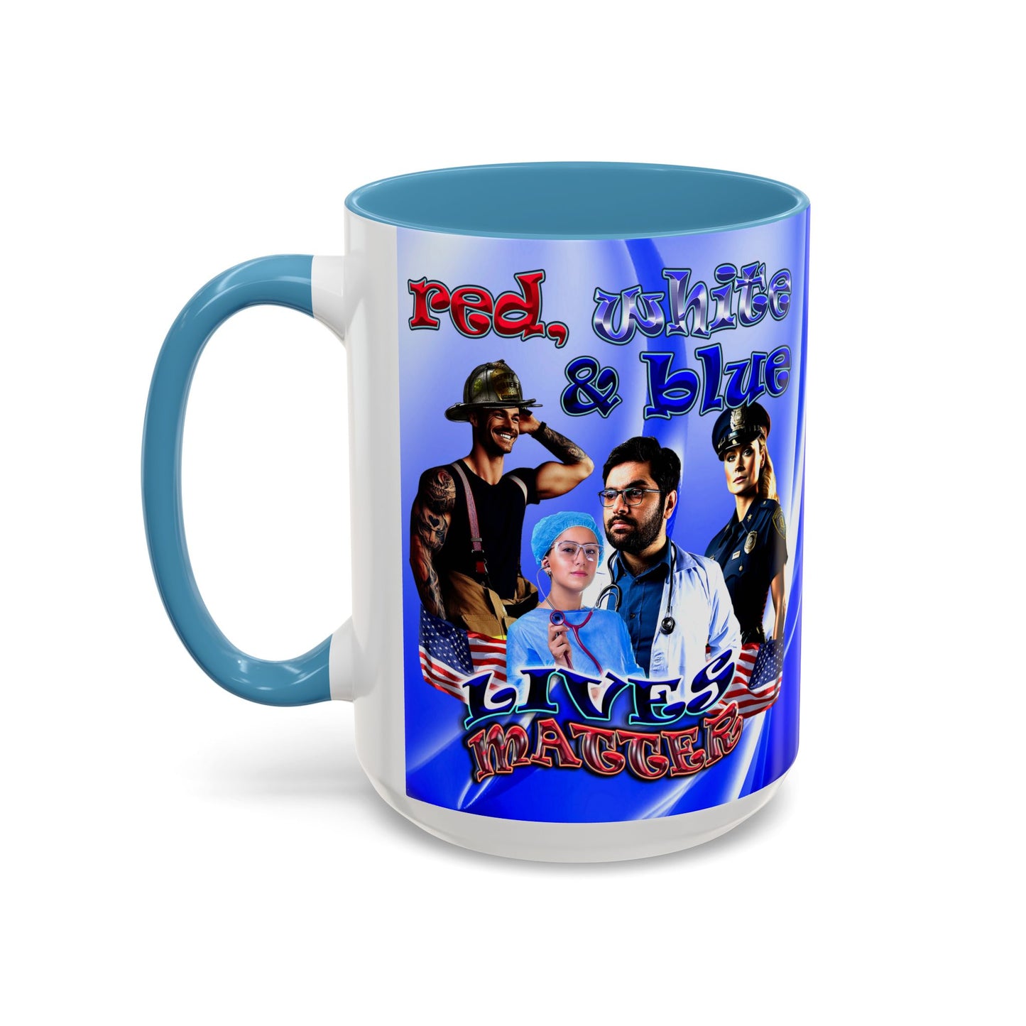 rw&b lives matter - Accent Mug (blue-white wave)