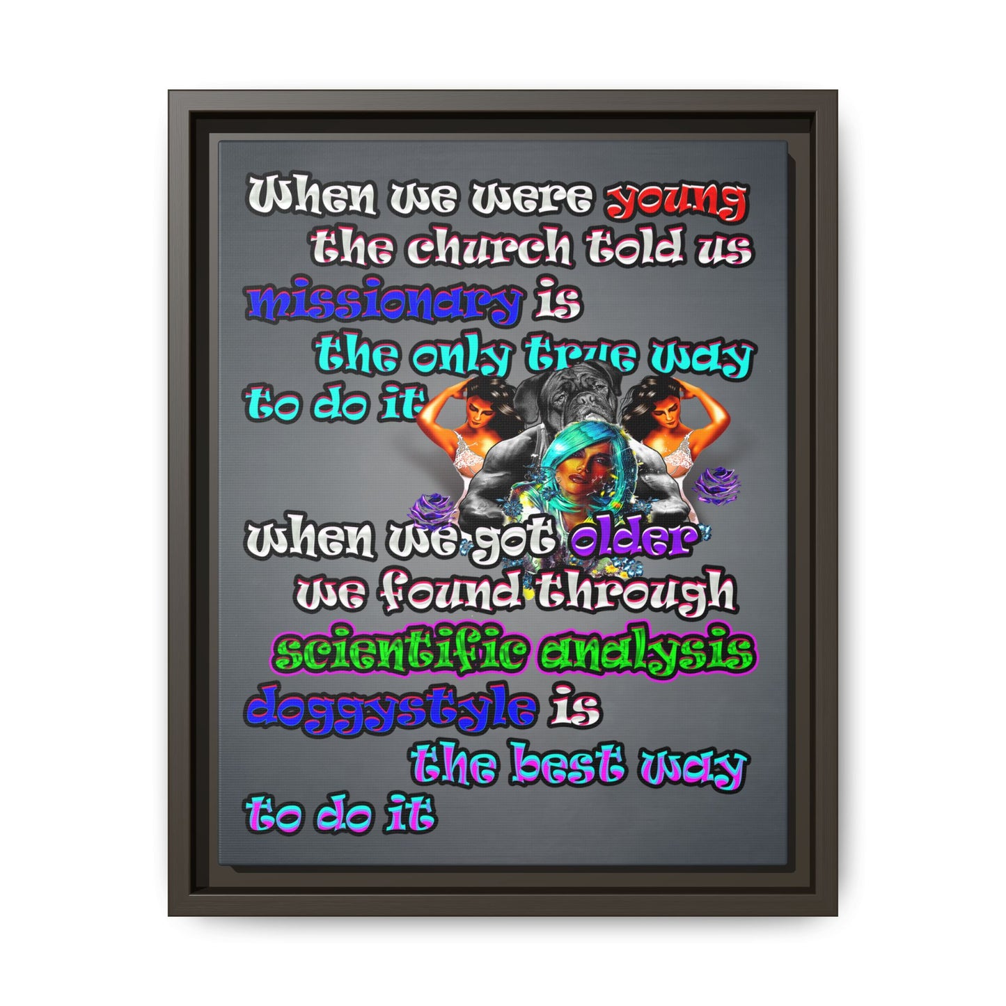 doggystyle - framed canvas art (grey-light grey)