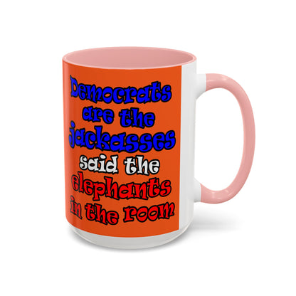 donkeys and elephants - Accent Mug (orange)